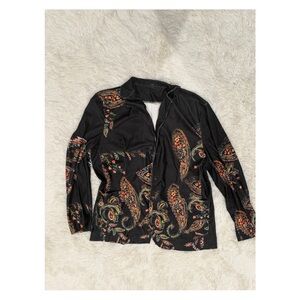 Black Paisley Button-Up Blazer - Size L (EUC)